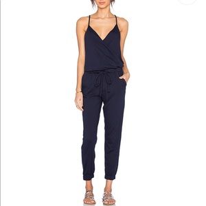 SUPREME JERSEY TIED WAIST V NECK JUMPSUIT